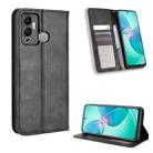 For Infinix Hot 12 Play Magnetic Buckle Retro Texture Leather Phone Case(Black) - 1