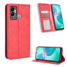 For Infinix Hot 12 Play Magnetic Buckle Retro Texture Leather Phone Case(Red) - 1