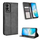 For Infinix Hot 12 Magnetic Buckle Retro Texture Leather Phone Case(Black) - 1