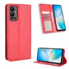 For Infinix Hot 12 Magnetic Buckle Retro Texture Leather Phone Case(Red) - 1