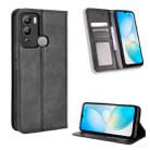For Infinix Hot 12i Magnetic Buckle Retro Texture Leather Phone Case(Black) - 1