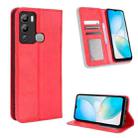 For Infinix Hot 12i Magnetic Buckle Retro Texture Leather Phone Case(Red) - 1