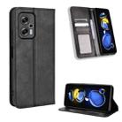 For Xiaomi Redmi Note 11T Pro 5G Magnetic Buckle Retro Texture Leather Phone Case(Black) - 1