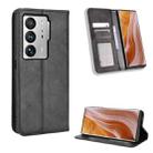 For ZTE Axon 40 Ultra Magnetic Buckle Retro Texture Leather Phone Case(Black) - 1