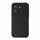 For Honor X40i Accurate Hole Carbon Fiber Texture PU Phone Case(Black) - 1