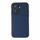 For Honor X40i Accurate Hole Carbon Fiber Texture PU Phone Case(Blue) - 1