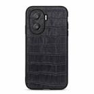 For Honor X40i Accurate Hole Crocodile Texture Genuine Leather Phone Case(Black) - 1