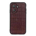 For Honor X40i Accurate Hole Crocodile Texture Genuine Leather Phone Case(Brown) - 1