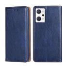 For OPPO Reno7 A JP Version Gloss Oil Solid Color Magnetic Flip Leather Phone Case(Blue) - 1