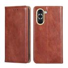 For Huawei nova 10 Gloss Oil Solid Color Magnetic Flip Leather Phone Case(Brown) - 1