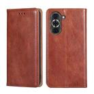 For Huawei nova 10 Pro Gloss Oil Solid Color Magnetic Flip Leather Phone Case(Brown) - 1