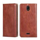 For Nokia C100 Gloss Oil Solid Color Magnetic Flip Leather Phone Case(Brown) - 1