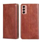 For Samsung Galaxy M13 Gloss Oil Solid Color Magnetic Flip Leather Phone Case(Brown) - 1