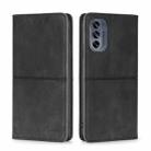 For Motorola Moto G62 5G Cow Texture Magnetic Horizontal Flip Leather Phone Case(Black) - 1