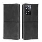 For OPPO A57 4G 2022 Cow Texture Magnetic Horizontal Flip Leather Phone Case(Black) - 1