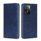 For OPPO A57 4G 2022 Cow Texture Magnetic Horizontal Flip Leather Phone Case(Blue) - 1