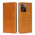 For OPPO A57 4G 2022 Cow Texture Magnetic Horizontal Flip Leather Phone Case(Light Brown) - 1