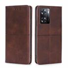 For OPPO A57 4G 2022 Cow Texture Magnetic Horizontal Flip Leather Phone Case(Dark Brown) - 1