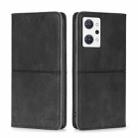 For OPPO Reno7 A Japan Version Cow Texture Magnetic Horizontal Flip Leather Phone Case(Black) - 1