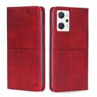 For OPPO Reno7 A Japan Version Cow Texture Magnetic Horizontal Flip Leather Phone Case(Red) - 1