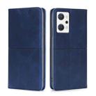 For OPPO Reno7 A Japan Version Cow Texture Magnetic Horizontal Flip Leather Phone Case(Blue) - 1