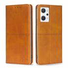 For OPPO Reno7 A Japan Version Cow Texture Magnetic Horizontal Flip Leather Phone Case(Light Brown) - 1