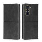 For Huawei Nova 10 Pro Cow Texture Magnetic Horizontal Flip Leather Phone Case(Black) - 1