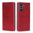 For Huawei Nova 10 Pro Cow Texture Magnetic Horizontal Flip Leather Phone Case(Red) - 1