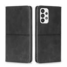 For Samsung Galaxy A73 5G Cow Texture Magnetic Horizontal Flip Leather Phone Case(Black) - 1