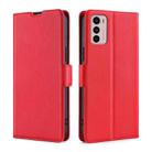 For Motorola Moto G42 4G Ultra-thin Voltage Side Buckle Horizontal Flip Leather Phone Case(Red) - 1