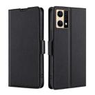 For OPPO Reno7 4G/F21 Pro 4G Ultra-thin Voltage Side Buckle Horizontal Flip Leather Phone Case(Black) - 1