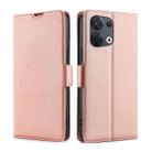 For OPPO Reno8 5G Ultra-thin Voltage Side Buckle Horizontal Flip Leather Phone Case(Rose Gold) - 1