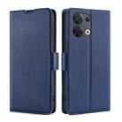 For OPPO Reno8 5G Ultra-thin Voltage Side Buckle Horizontal Flip Leather Phone Case(Blue) - 1