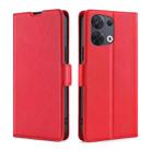 For OPPO Reno8 5G Ultra-thin Voltage Side Buckle Horizontal Flip Leather Phone Case(Red) - 1