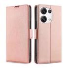 For OPPO Reno8 Pro+ 5G Ultra-thin Voltage Side Buckle Horizontal Flip Leather Phone Case(Rose Gold) - 1