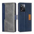 For OPPO A57 4G 2022 Contrast Color Side Buckle Leather Phone Case(Blue+Grey) - 1