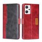 For OPPO Reno7 A JP Version Contrast Color Side Buckle Leather Phone Case(Red+Black) - 1
