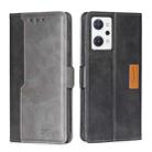 For OPPO Reno7 A JP Version Contrast Color Side Buckle Leather Phone Case(Black+Grey) - 1