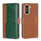For Huawei nova 10 Contrast Color Side Buckle Leather Phone Case(Light Brown+Green) - 1