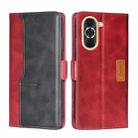 For Huawei nova 10 Contrast Color Side Buckle Leather Phone Case(Red+Black) - 1