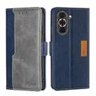 For Huawei nova 10 Pro Contrast Color Side Buckle Leather Phone Case(Blue+Grey) - 1