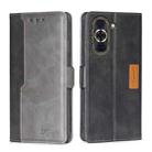 For Huawei nova 10 Pro Contrast Color Side Buckle Leather Phone Case(Black+Grey) - 1