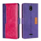 For Nokia C100 Contrast Color Side Buckle Leather Phone Case(Purple+Rose Red) - 1