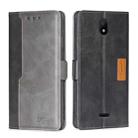 For Nokia C100 Contrast Color Side Buckle Leather Phone Case(Black+Grey) - 1