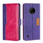 For Nokia C200 Contrast Color Side Buckle Leather Phone Case(Purple+Rose Red) - 1