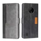 For Nokia C200 Contrast Color Side Buckle Leather Phone Case(Black+Grey) - 1