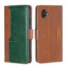 For Samsung Galaxy Xcover6 Pro / Xcover Pro 2 Contrast Color Side Buckle Leather Phone Case(Light Brown+Green) - 1