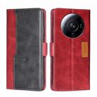 For Xiaomi 12S Ultra Contrast Color Side Buckle Leather Phone Case(Red+Black) - 1