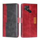 For Xiaomi Poco C40 Contrast Color Side Buckle Leather Phone Case(Red+Black) - 1