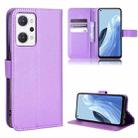 For OPPO Reno7 A Diamond Texture Leather Phone Case(Purple) - 1